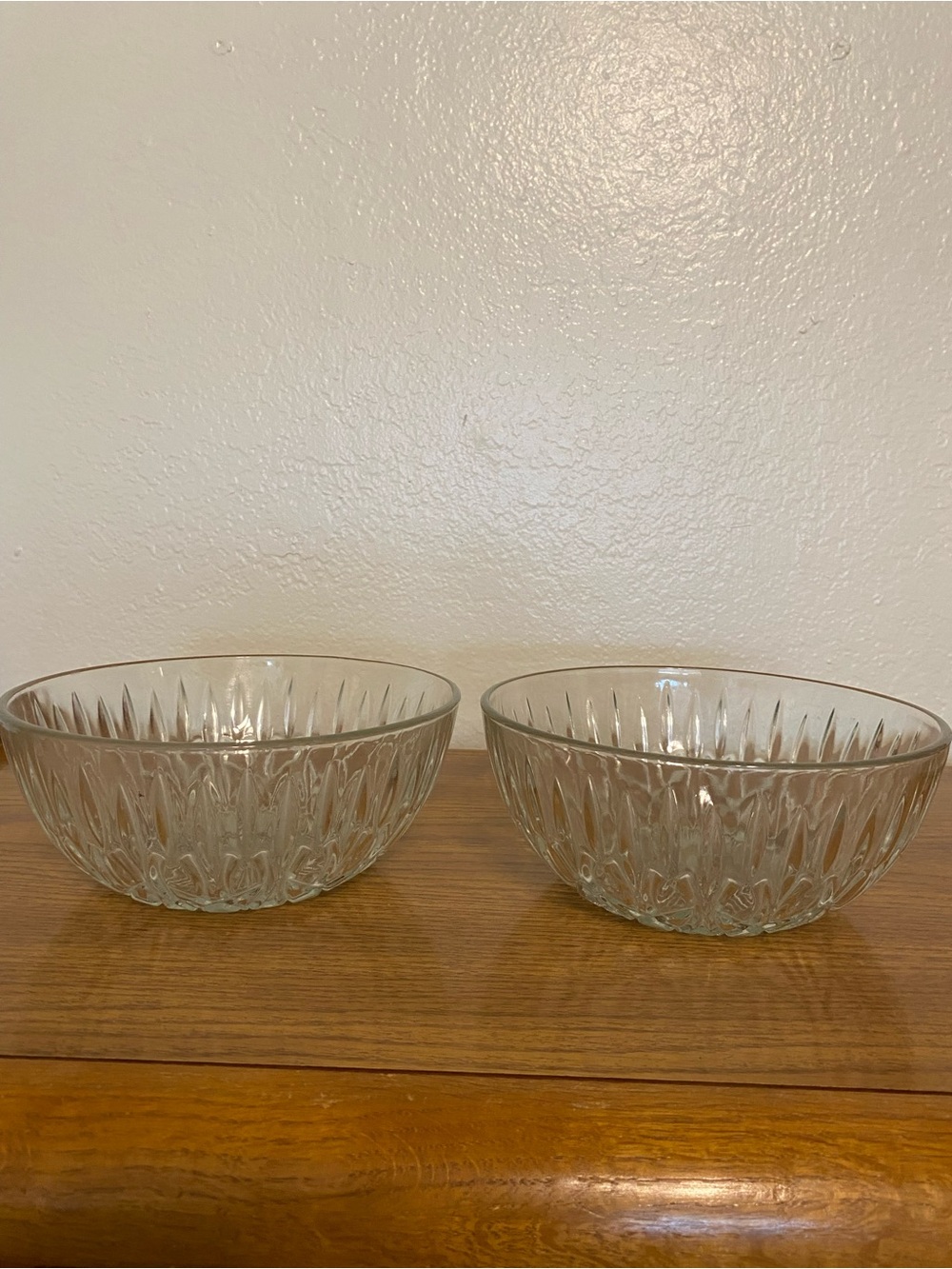 Clear Textured Glass Serving Bowls, Set of 2
